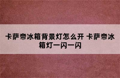 卡萨帝冰箱背景灯怎么开 卡萨帝冰箱灯一闪一闪